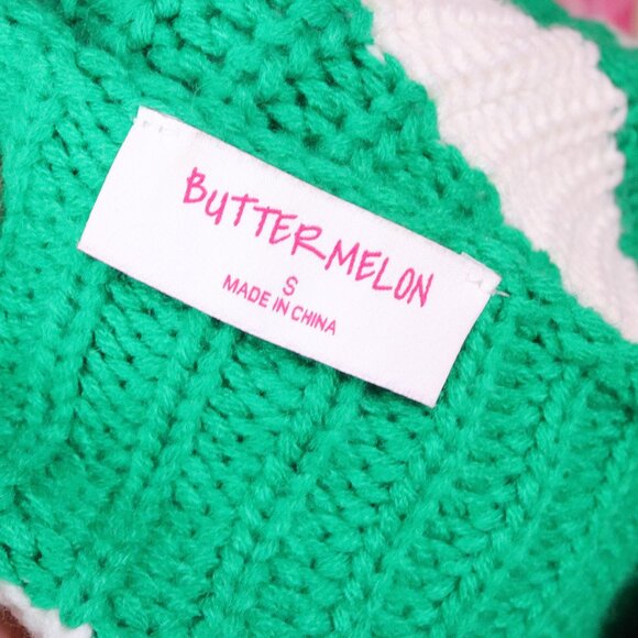 Buttermelon | V Neck Chunky Knit Cardigan Sweater Small - Picture 5 of 6